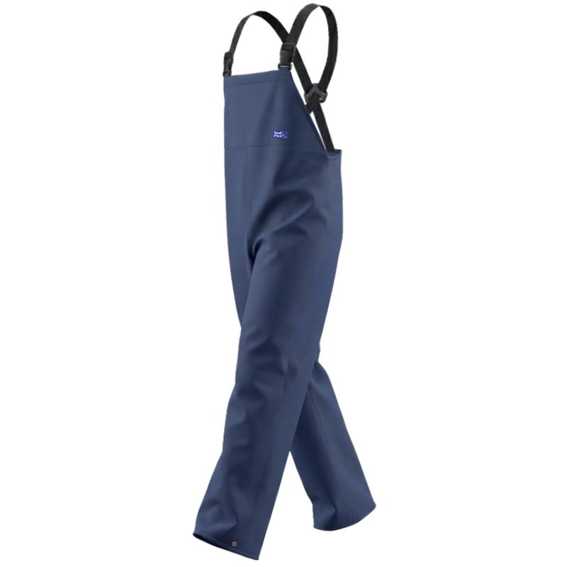 Seal Flex Navy Blue Bib & Brace Rain Pants Oblique